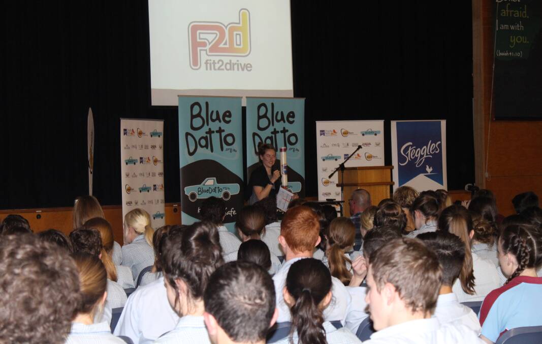 Blue Datto Foundation presents its Fit 2 Drive program to Bede Polding College. 