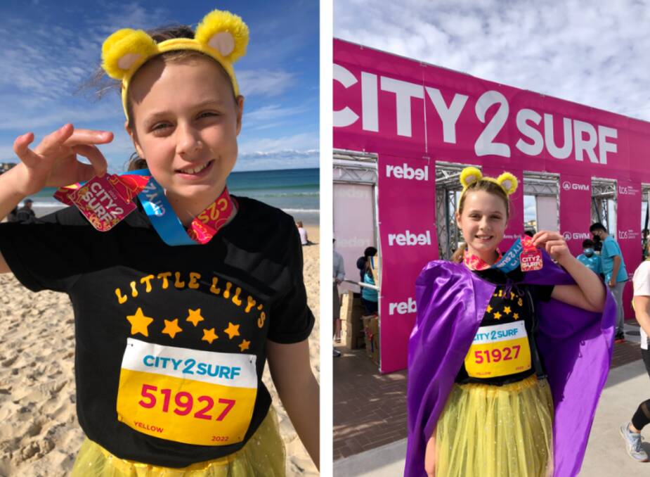 Lily James of Bligh Park raised over $1200 for the Starlight Children's Foundation through her participation in City2Surf. Pictures: Supplied