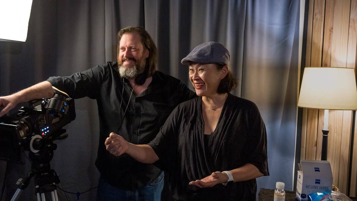 Producer and cinematographer Ben Allan with writer and director Clara Chong on the set of Dark Noise, a new environmental thriller which will screen at the Regent Richmond on Wednesday, November 16. Picture by Main Course Films
