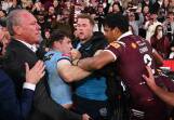 I have loved rugby league for decades. But the State of Origin III biff made me gasp. Picture AAP