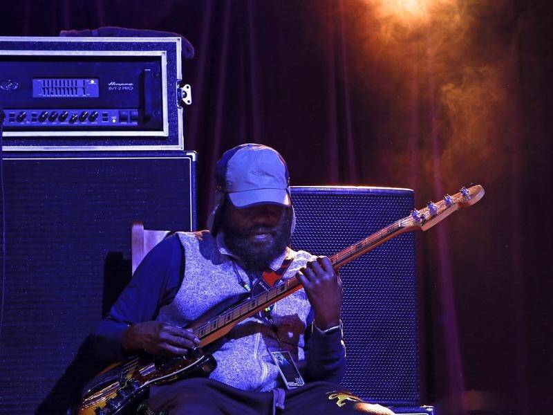 Aston 'Family Man' Barrett plays bass with The Wailers at the Bluesfest in Byron Bay in 2016. (EPA PHOTO)